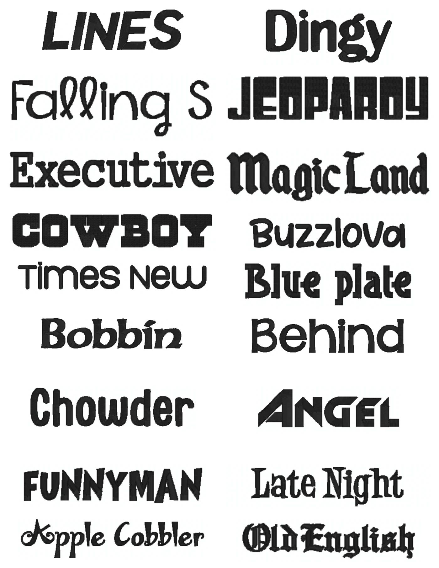 Scripts font samples